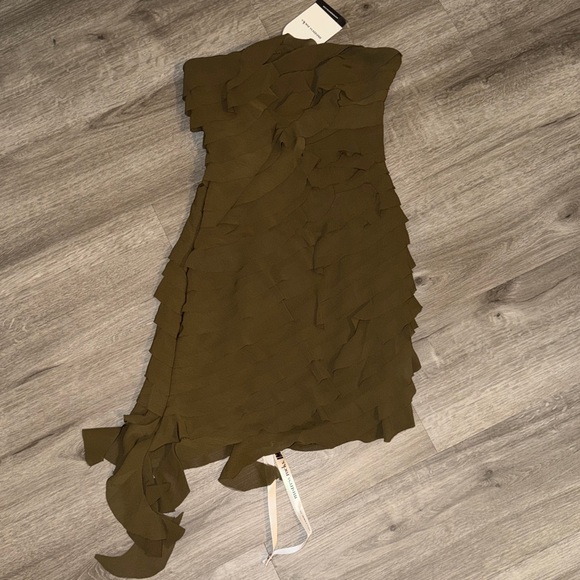 Mistress Rocks Olive Strapless Ruffle Mini dress - Picture 10 of 13